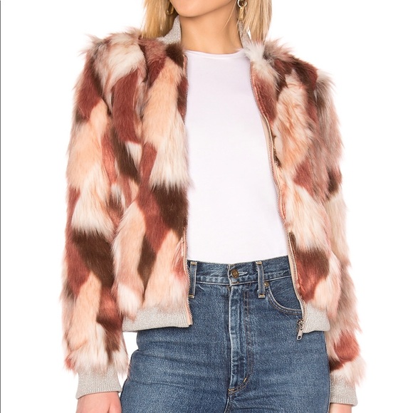 pink fur bomber jacket